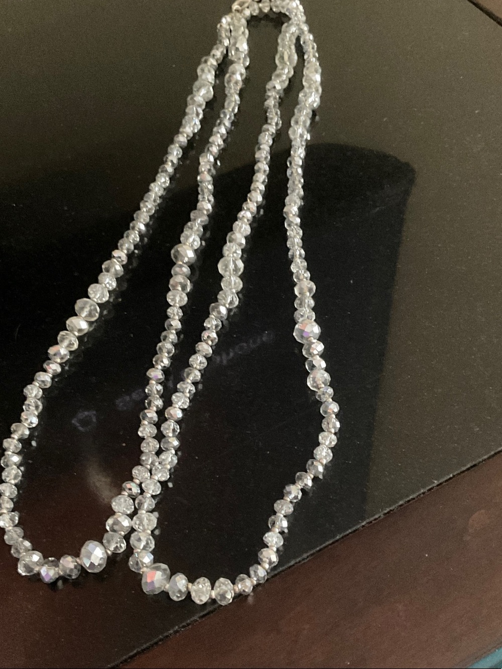 White House Black Market Silver Crystal Strand Necklace